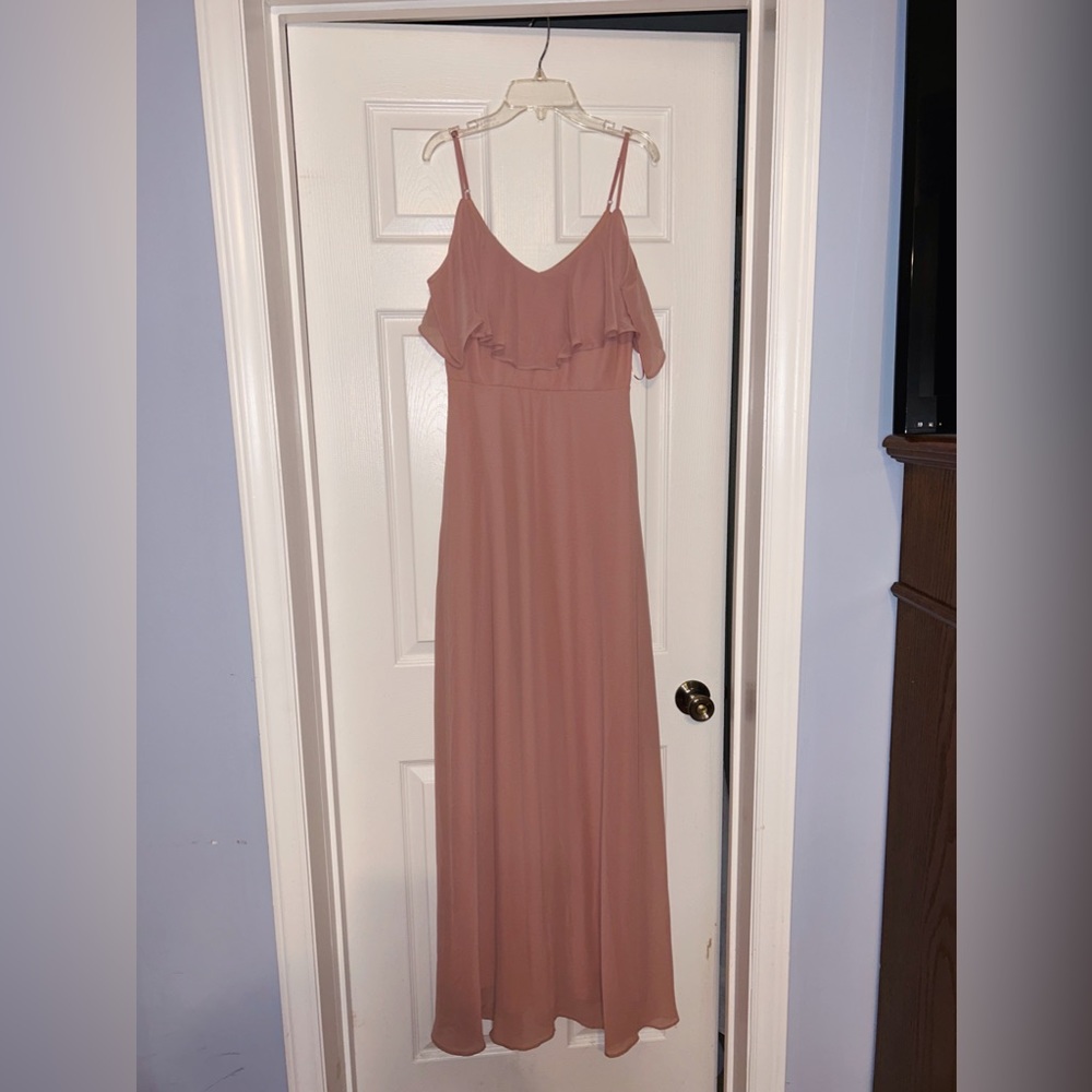 Birdy grey light pink bridesmaid cold shoulder dress